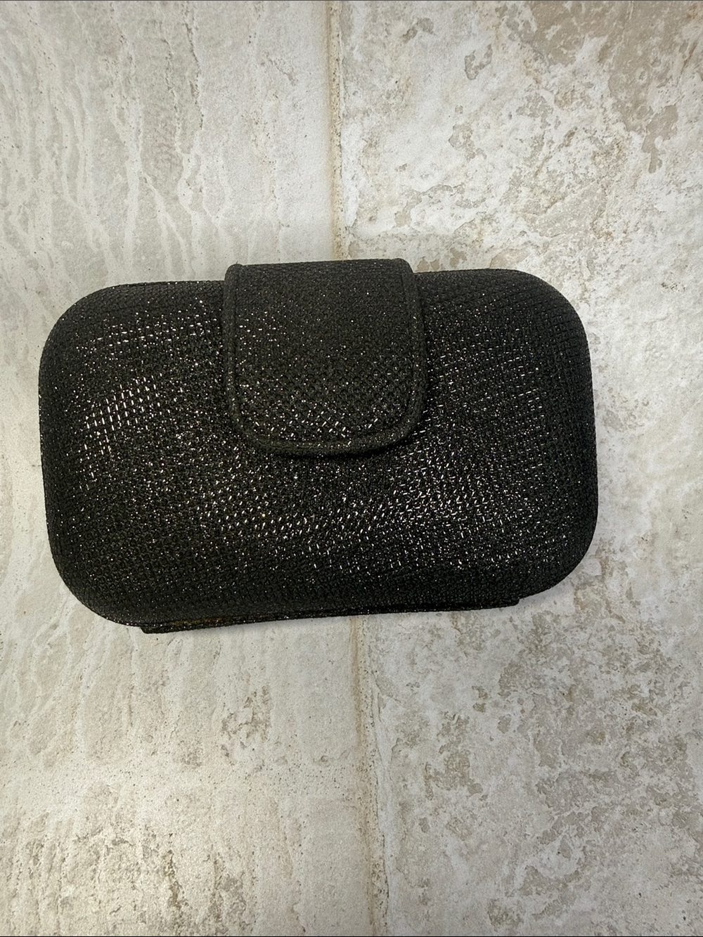 Jessica McClintock Black Glitter Snap Clutch Wallet